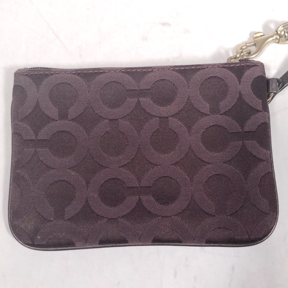 Coach Wristlet wallet purple Burgundy & gold with leather strap Zip close